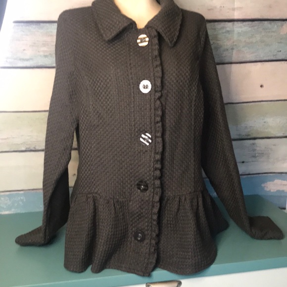 Decree grey woven button down peplum jacket - Picture 2 of 12